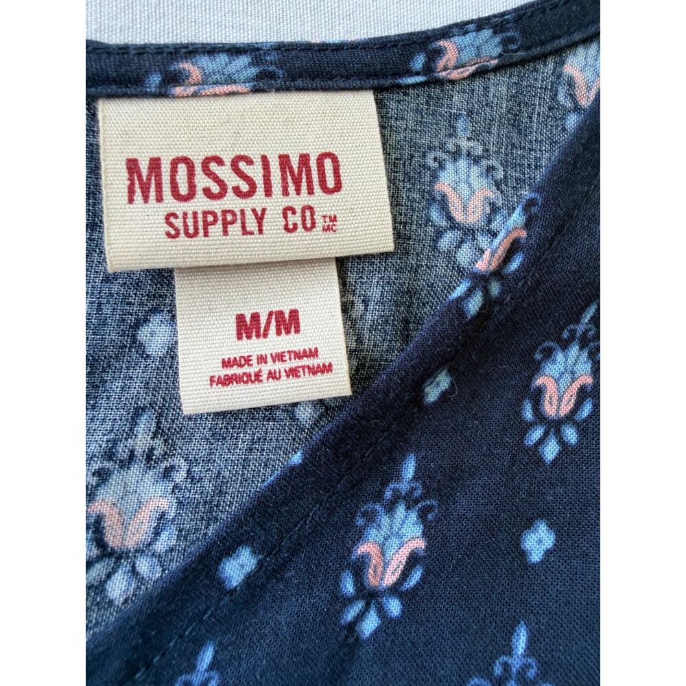 Boho Festival Hippie Coastal Mossimo Supply Co Border Print Navy Floral Dress M - Picture 9 of 12